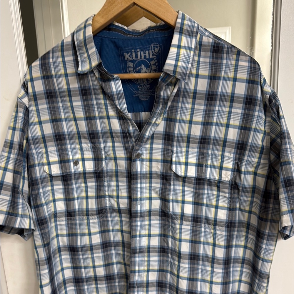 Kuhl Blue and White Plaid Casual Shirt